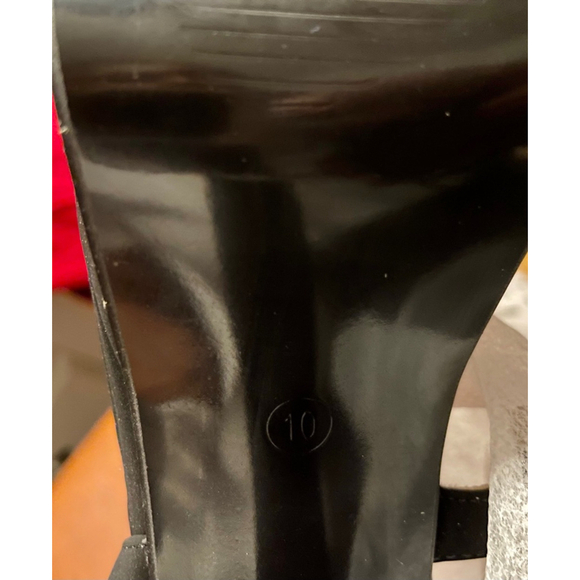 Size 10 !D!FU Black Platform High Chunky heel Open toe Dressy Shoes straps - Picture 8 of 8